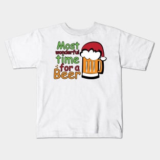 It's The Most Wonderful Time for a Beer Funny Drinking Christmas Design Kids T-Shirt